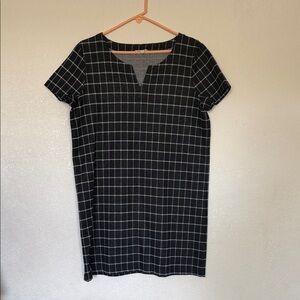 Jane and Delancey Black Windowpane Asymmetrical Dress